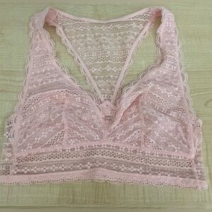 Victoria’s Secret Bralette Pink Floral Lace Pull On Stretch Sexy Summer; size M